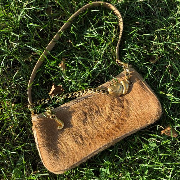 juicy couture y2k baguette shoulder bag in tan natural cowhide - Picture 1 of 5